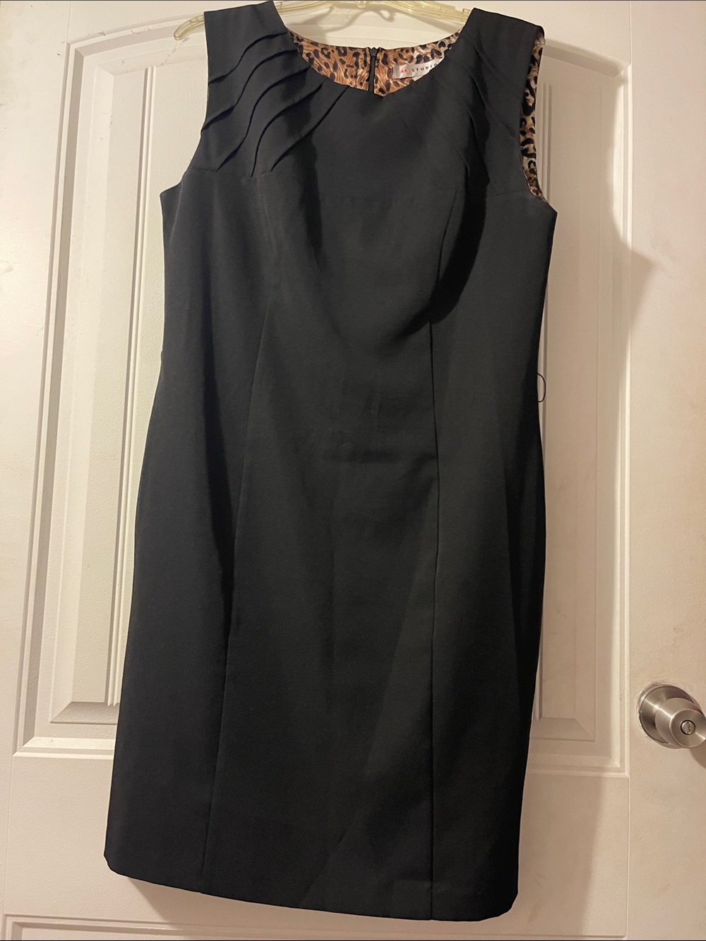 Aa Studio Black Sleeveless Pleated Neck Sheath Dress
